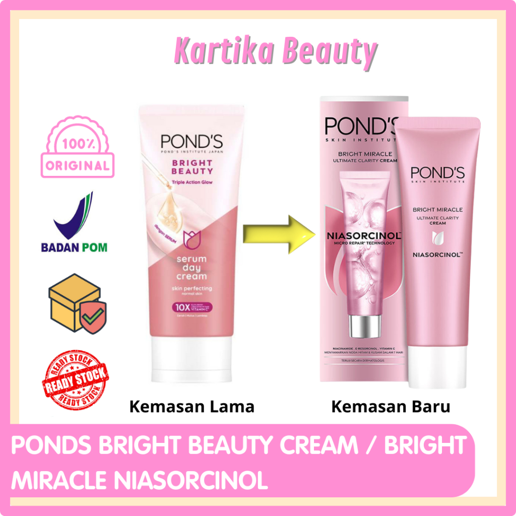 PONDS BRIGHT MIRACLE ULTIMATE CLARITY CREAM NIASORCINOL : KECIL 20 GRAM / BESAR 40 GRAM | KRIM PONS 