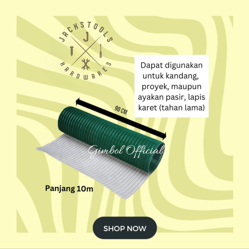 Kawat Loket PVC Hijau 1/4 Inch | Kawat Kandang Ayam Burung Kawat Taman