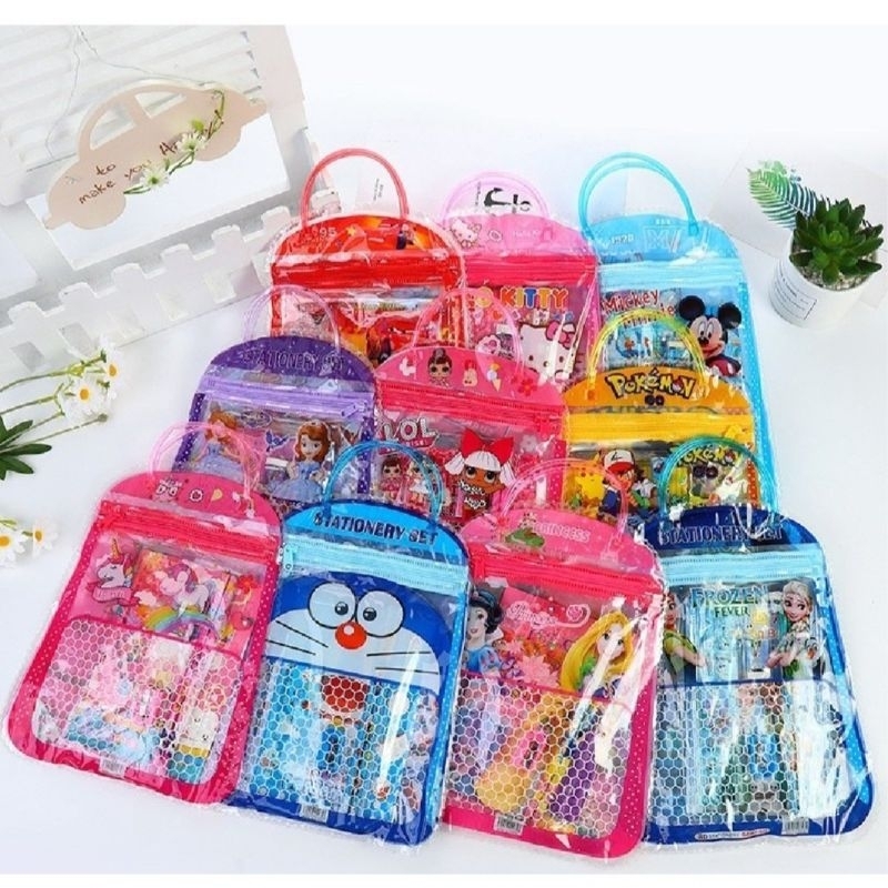 

STATIONARY SET FREE BAG / SET ALAT TULIS ANAK SEKOLAH MOTIF KARTUN MURAH ISI 7
