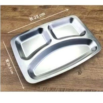 Piring Penjara/Piring Stainless Sekat 3 / Piring Kantin • Mestray 3 Sekat • Tempat Makan Tray