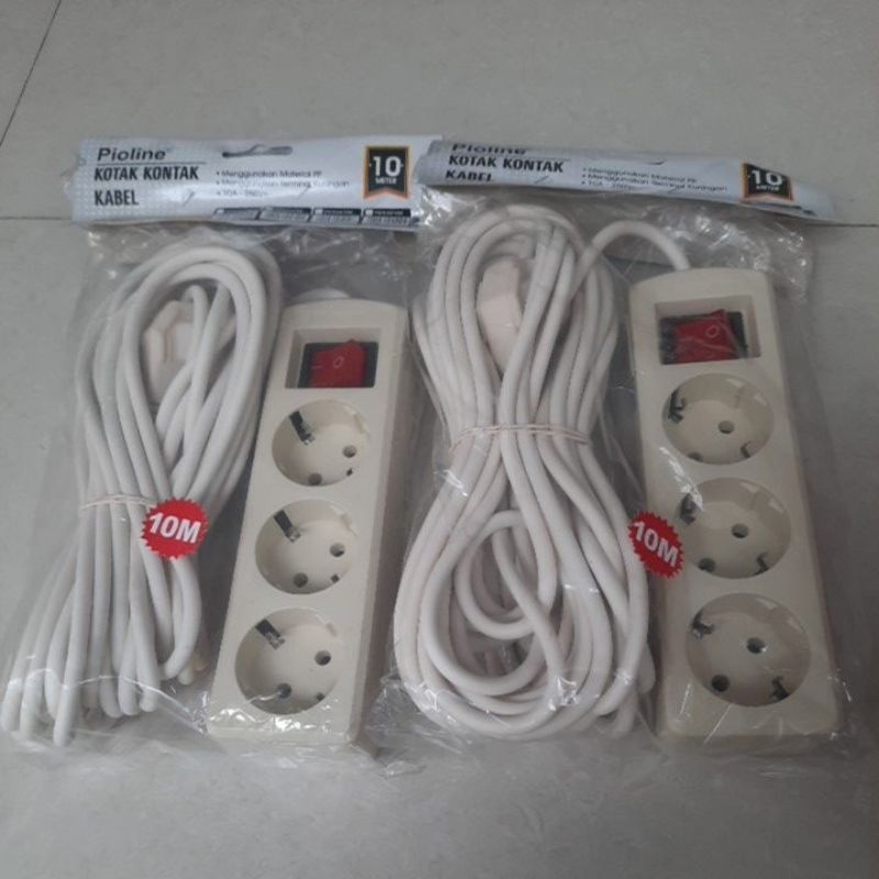 Colokan kabel 10 meter 3 lubang pioline SNI