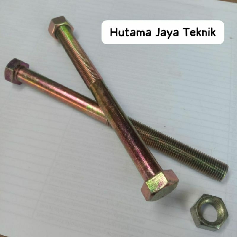 Baut Mur M12x150mm 12mm Panjang 15 cm 150 mm drat halus p 1.25 kuncian 17 an