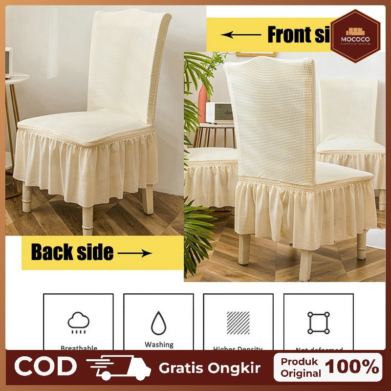 COD Sarung kursi meja makan Sarung Kain Kursi Bangku Makan / Cover Sarung Kursi Makan Elastis Rumbai