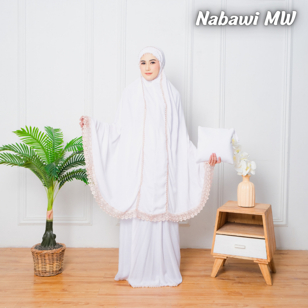 Mukena rayon premium dewasa katun rayon polos renda putih