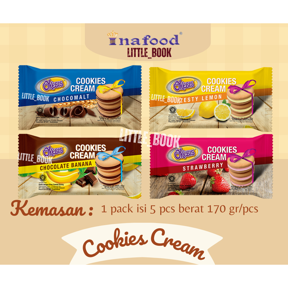 

InaFood OkebBis Cookies Cream 170 grm 1 pack isi 5 pcs