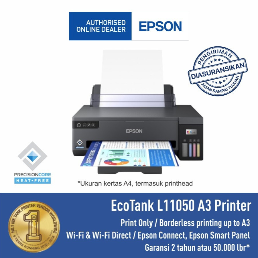 Printer EPSON L11050 L-11050 L 11050 Pengganti Epson L1300 L-1300 Print Only A3+ Resmi