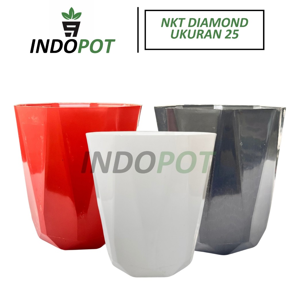 Pot  NKT DIAMOND 25 Elegant Minimalis Glossy 3 Warna Cocok Untuk Dalam Ruangan