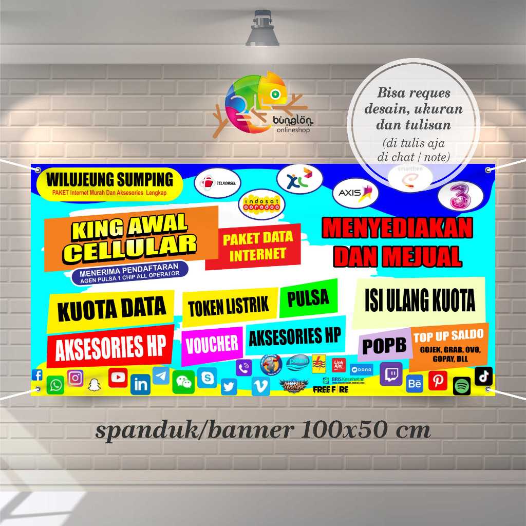 Spanduk Banner Cellular Konter Pulsa Free Custom Desain