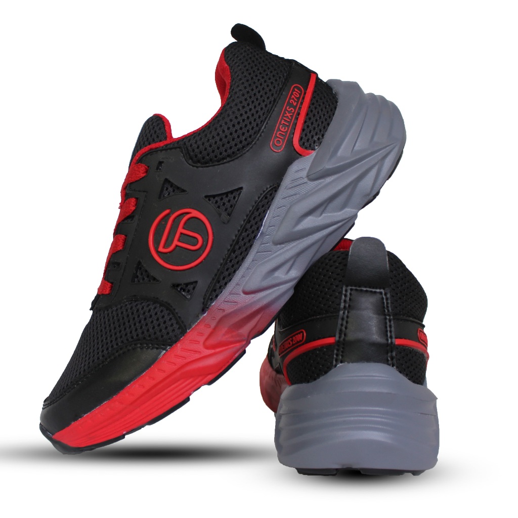 (GRATIS KAOS KAKI) Sepatu Pria dan Wanita terbaru, Sneakers sport ringan dan lentur,sepatu BLACK RED