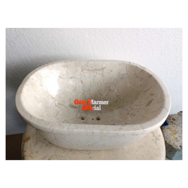 Pot Model Oval Batu Marmer Putih Glosy Mengkilat