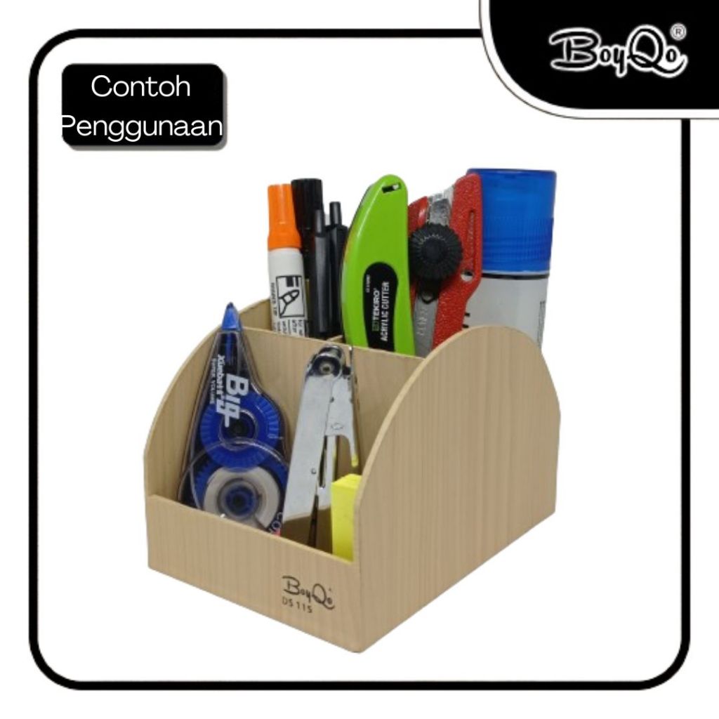 

BoyQo Deskset 115 | Rak Penyimpanan Alat Tulis Meja 4 Sekat | Kotak Penata Alat Tulis