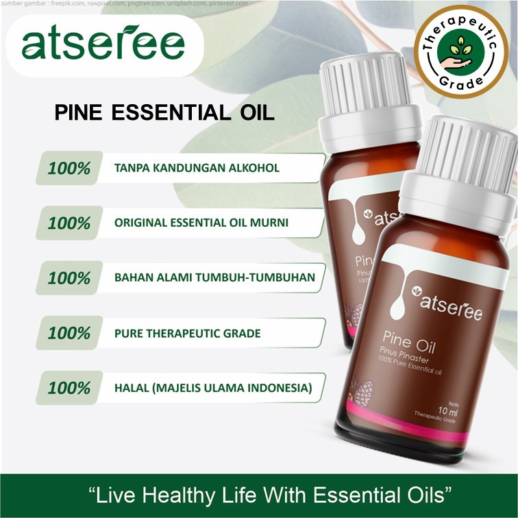 Atseree Pine essential oil minyak pinus atsiri 5 ml 10 ml 30 ml Asli Murni original Essential oil Ar