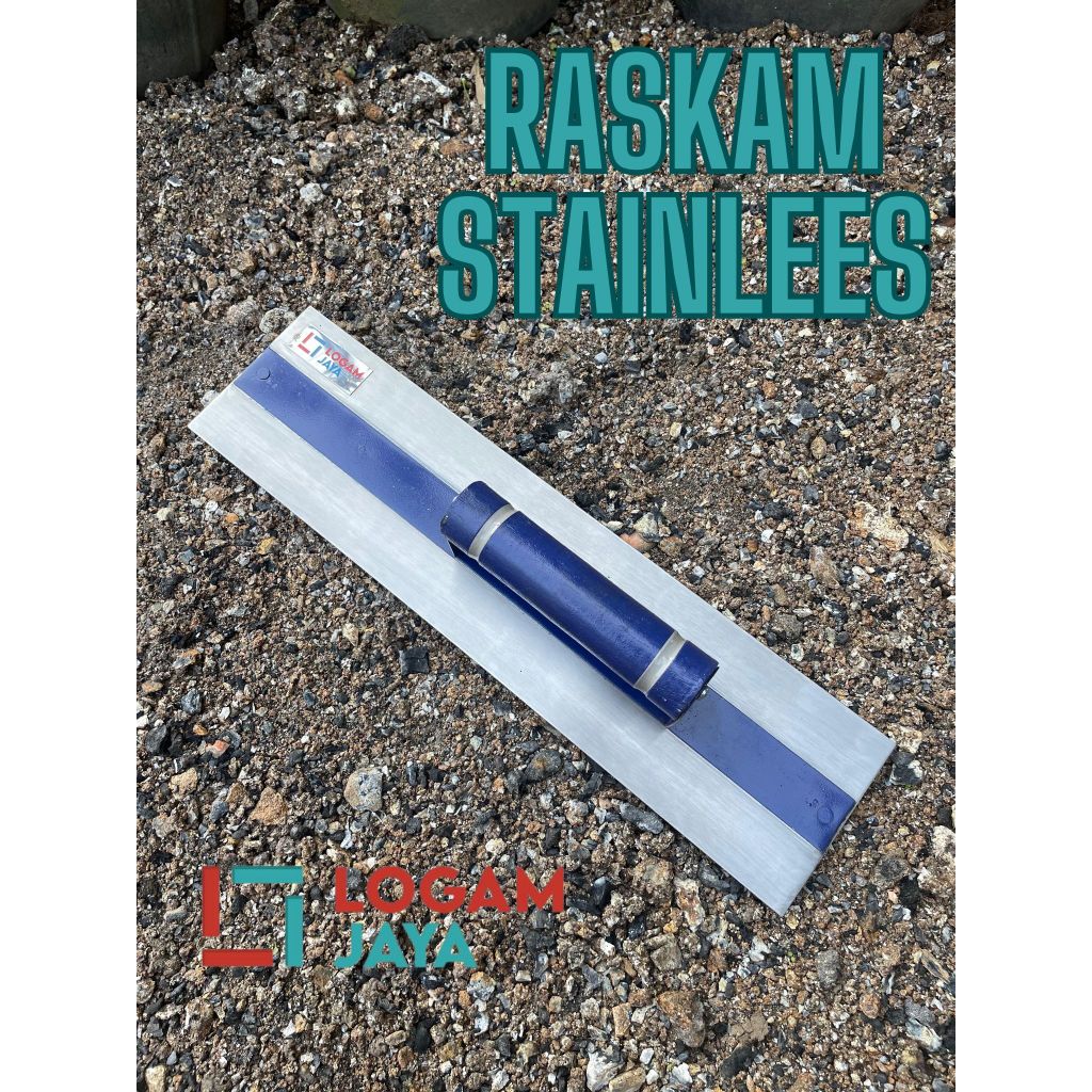 Raskam Stainless/ Alat Perata Acian Semen Anti Karat Ukuran 40 cm Bahan Plat Stainless 1,2 mm