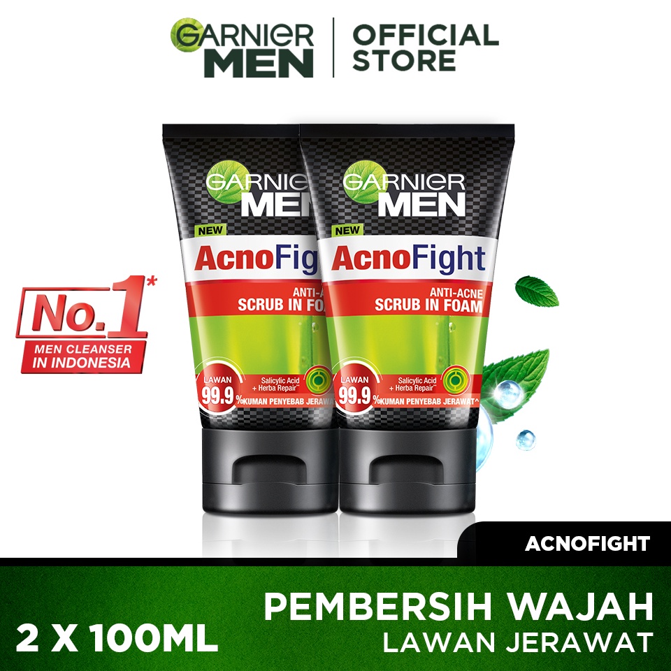 KODE V95Q PAKET HEMAT ISI 2 Garnier Men Acno Fight AntiAcne Scrub In Foam Skin Care  1ml