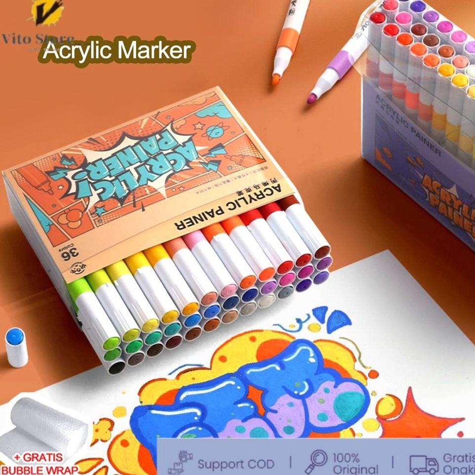 

CODPen Akrilik Marker Warna Cepat Kering Tahan Air Spidol Acrylic Painter Menggambar Kreativitas Seni Edukasi Anak