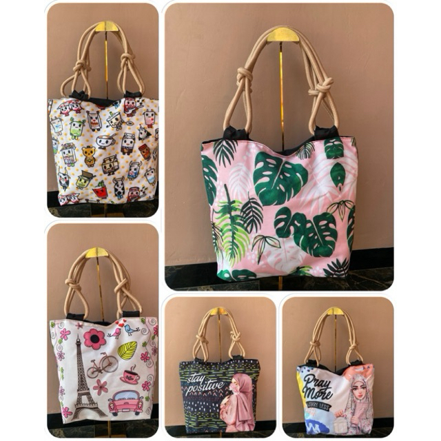 Totebag canvas / Tas Cantik Canvas / Tas Canvas Tebal / Totebag tali sumbu unik dan kuat Kanvas
