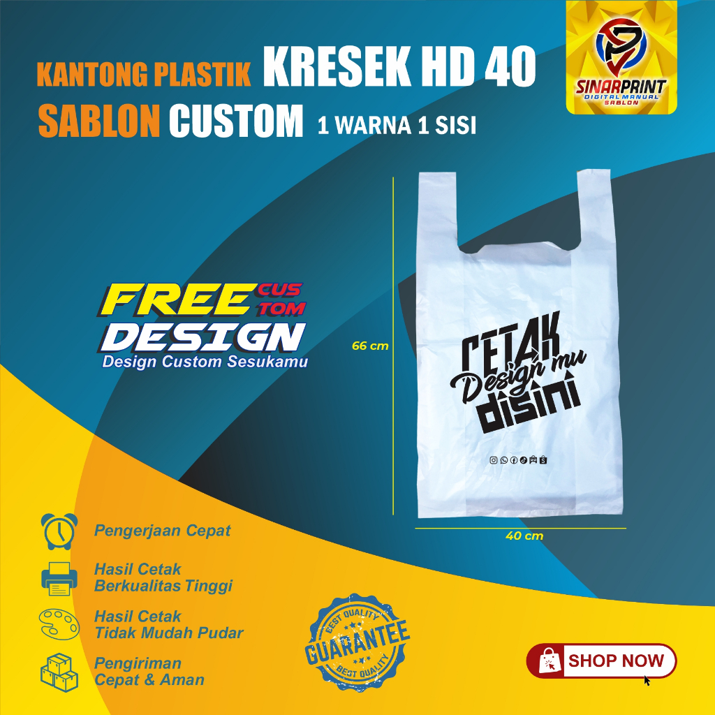 Sablon Kresek 40 Plastik HD Murah Untuk Grosiran Toko Sepatu Sandal Laundry Minimarket Kelontongan