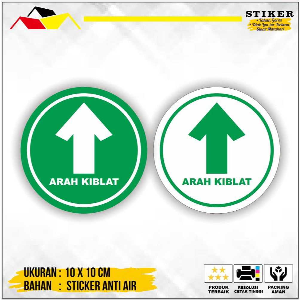 

Stiker Sign Penunjuk Kiblat Stiker Bunder Marka masjid Mushola Diameter 10x10cm