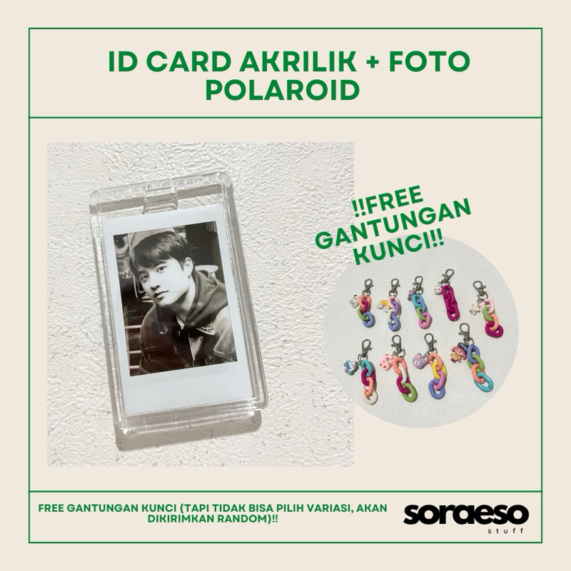 

ID CARD AKRILIK BENING TRANSPARAN + FOTO POLAROID INSTAX ORIGINAL (FREE GANTUNGAN KUNCI)