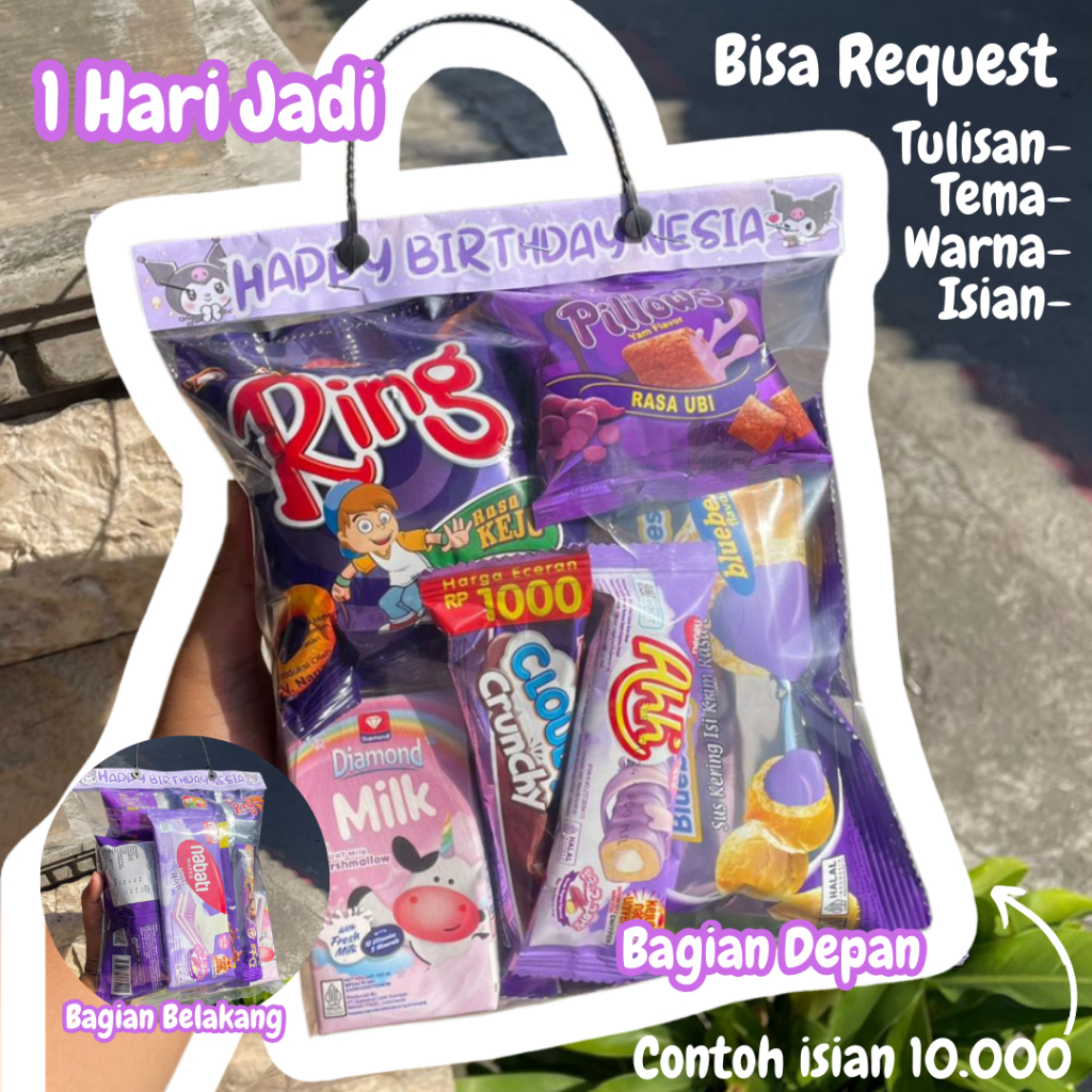 

paket ulang tahun / bingkisan ulang tahun anak / snack ultah anak / hampers ultah anak Hampers / bingkisan / Jajanan Souvenir ulang tahun
