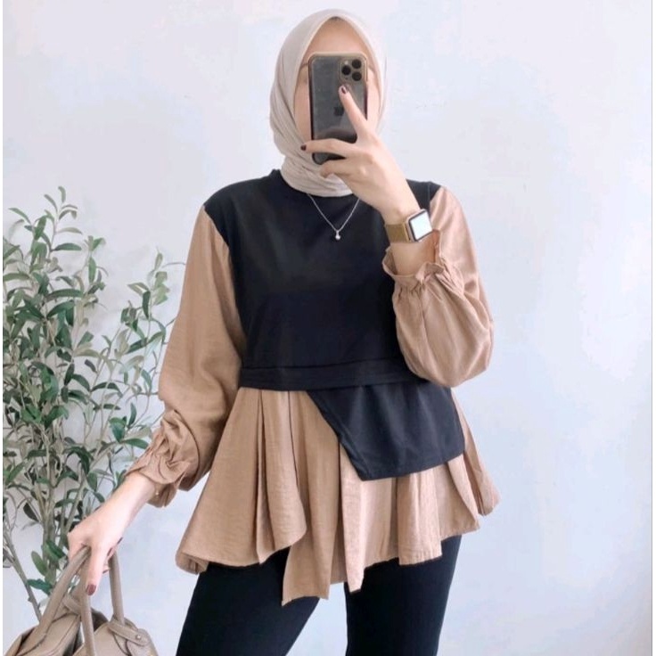 Ready Stok AZELIAA TOP  BAJU KANTOR  KEMEJA KANTOR  ATASAN WANITA  BAJU WANITA  BLOUSE MUSLIM  PAKAI