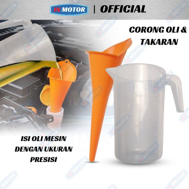 Corong Oli dan Gelas Ukur untuk ganti oli / takaran oli dan corong / alat ganti oli praktis / paket 