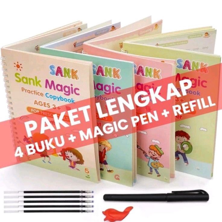 

Sank Magic Book Alfabet 1 Set isi 4 Buku Pulpen Refill Buku Latihan Belajar Menulis TK PAUD ORIGINAL