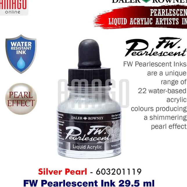 

DALERROWNEY FW Pearlescent Ink 295 ml d Acrylic Artists Ink Silver Pearl 6321119