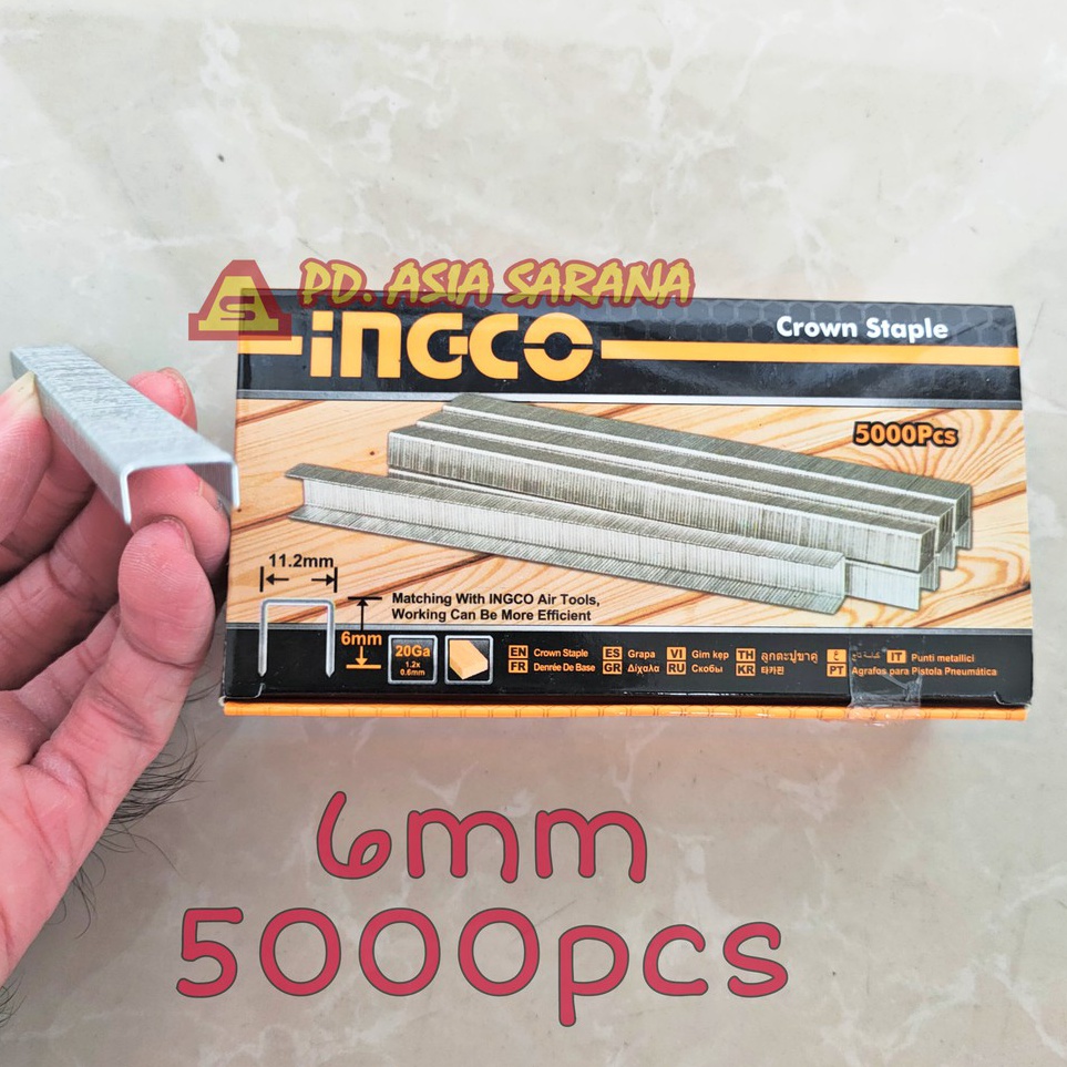 

Readystock PACK Crown Staple U6 U 6mm INGCO AST261 Isi Steples Stapler Nail
