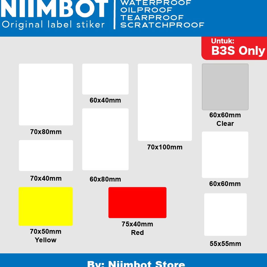 

Thermal Label Stiker Niimbot B3S Only White Transparent Color Sticker Label Refill
