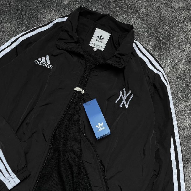 hakkan . cod jaket pria tracktop adidas new york black premium 3foil