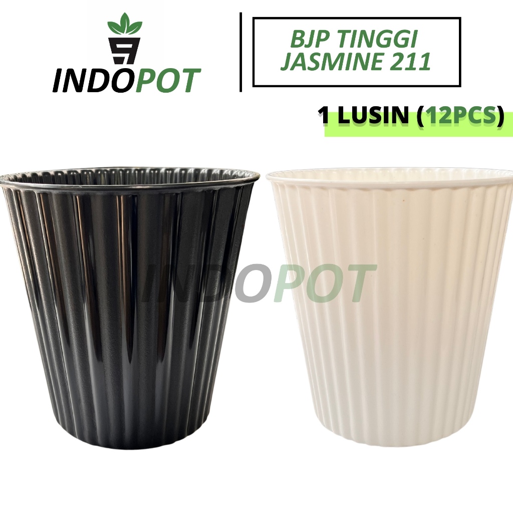 (12Pcs) Pot BJP JASMINE 211 Pot Tinggi Unik Bahan Tebal Bertekstur Gelombang