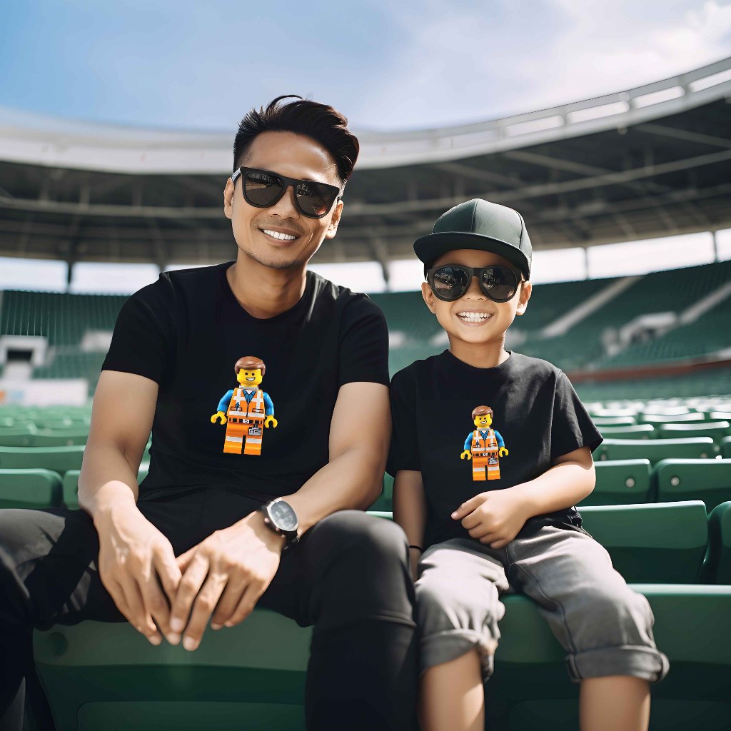 KAOS COUPLE KELUARGA AYAH IBU ANAK LENGAN PENDEK PREMIUM MOTIF 3 DIMENSI LEGO COWOK BAHAN ADEM TEBAL