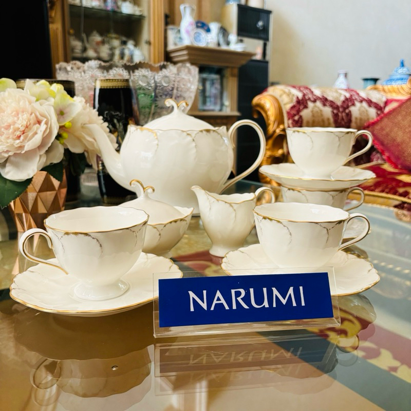 Tea Pot Set Sugar Creamer Tea Cup Saucer Narumi Princess Gold Mewah Cantik