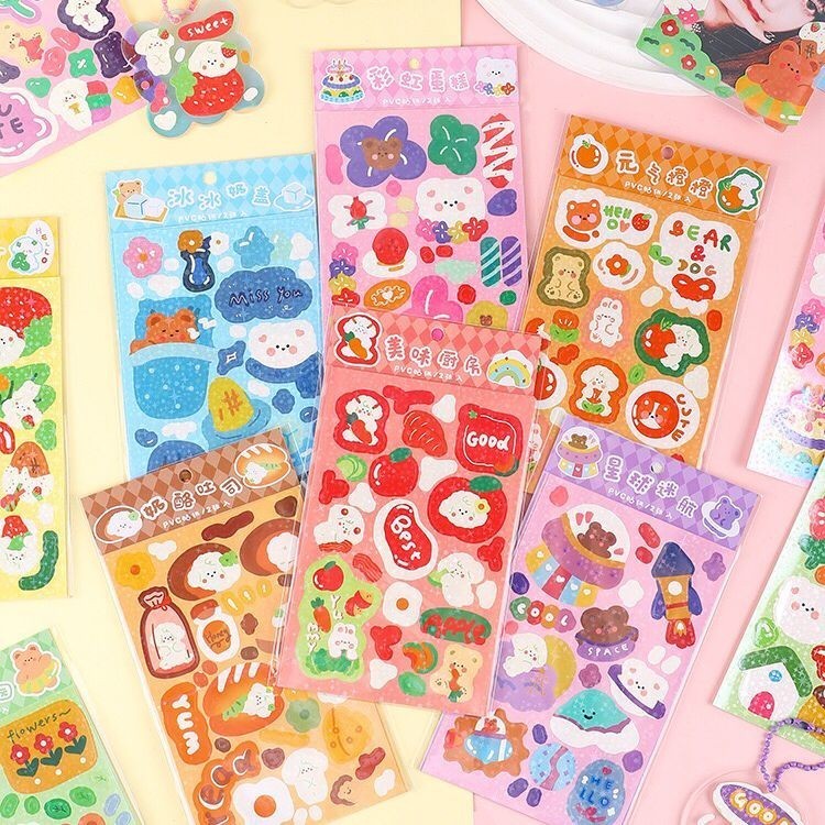 

2Pcs STICKER BEAR CARTOON CUTE PET Decor DIY Scrapbook Stiker Hias Diary Planner 3102