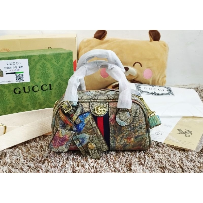 Gucci Ophidia 2023 GG Flora Print Duffle Bag Tas Wanita