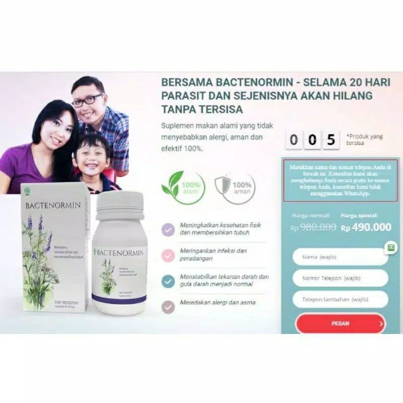 BACTENORMIN ASLI ORIGINAL OBAT PARASIT BPOM 100%