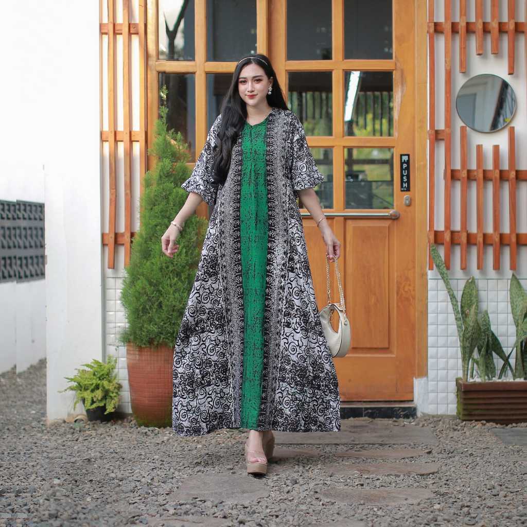 DasterKencana Ungu dress model lengan rempel  busui_ bumil daster twil ori batik pekalongan,kekinian