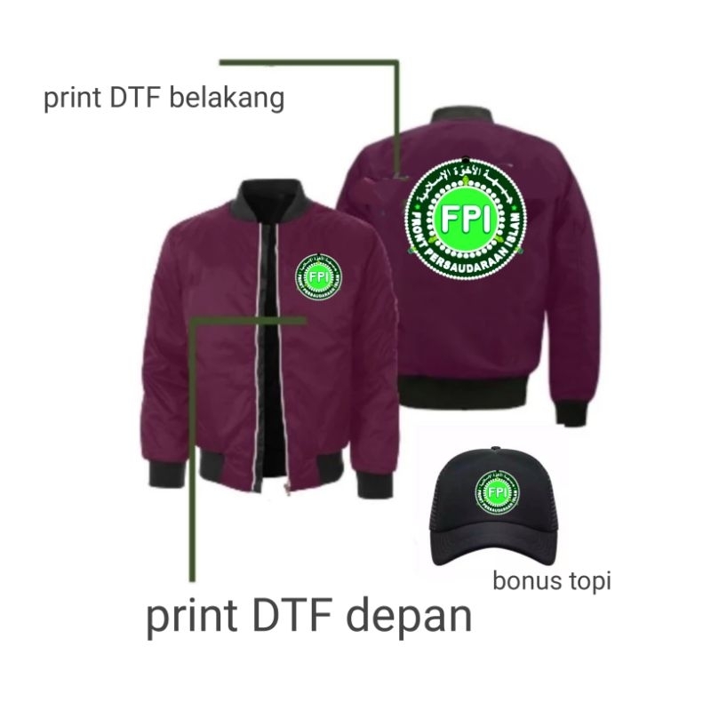 jaket bomber FPI fre + bonus topi