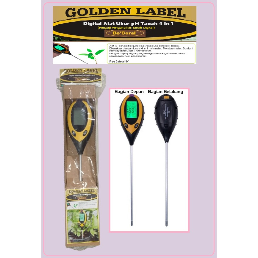Digital Alat Ukur pH Tanah 4 in 1 | Penguji Penganalisis Tanah Digital | Alat Tes Tanah