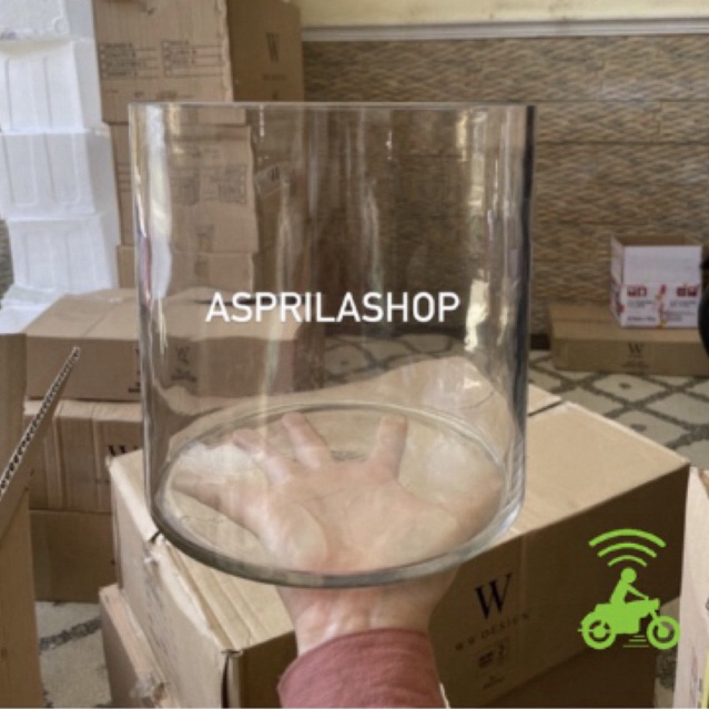 [ OJOL ] 20x20 Vas bunga kaca jumbo tabung kaca besar aquarium tabung jumbo bulat tinggi 20cm diamet