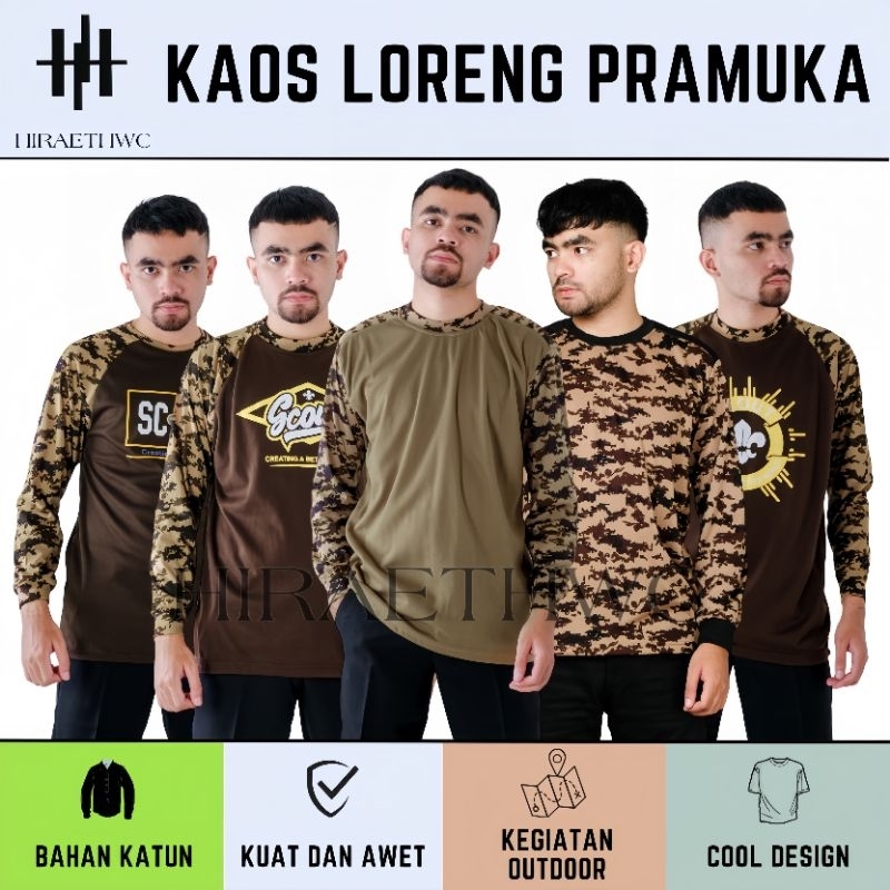 KAOS DEKER PRAMUKA REGLAN BAJU LORENG PRAMUKA LENGAN PANJANG TERBARU