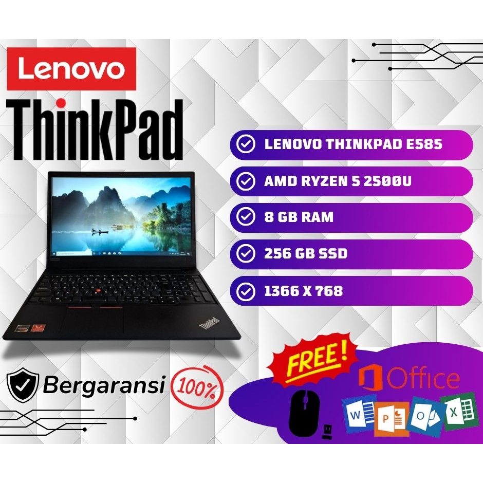 LAPTOP LENOVO THINKPAD E585 / SECOND / BERKUALITAS / BERGARANSI / TERMURAH / WINDOWS 10