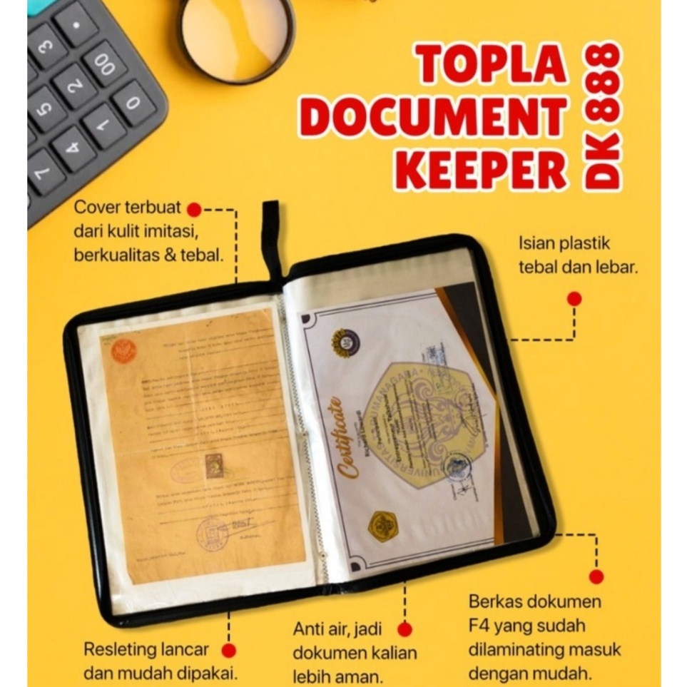 

TOPLA Map Dokumen Keeper Ijazah Resleting F4 Folio Kulit 2 Tas File Document Tempat Berkas Penting