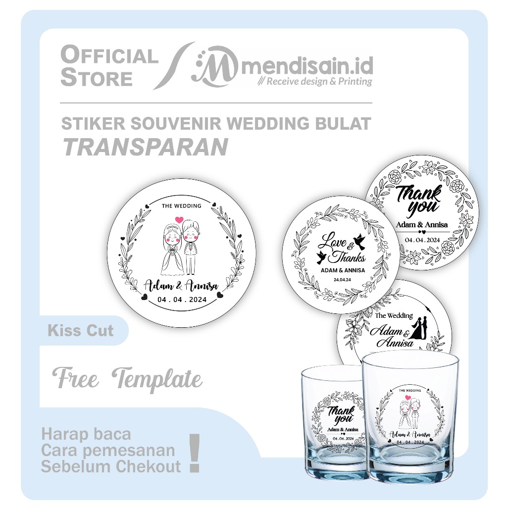 

Stiker Souvenir Transparan - Stiker Label Transparan - Stiker Wedding Bulat Transparan