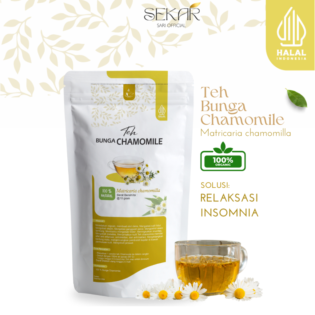 

Teh Chamomile Premium untuk Rileksasi Alamiah Mengatasi Stres dan Menyegarkan Pikiran Chamomile Tea (Teh Insomnia) Camomile Tea Teh Bunga Kamomil Flower Tea 10 gr