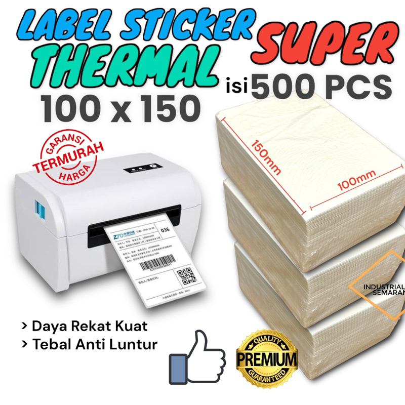 

SUPER A6 100x150 isi 500 PCSA Kertas Sticker Label Barcode Thermal 100 x 150 mm Termal Label Stiker 10cm x 15cm 500 Lembar