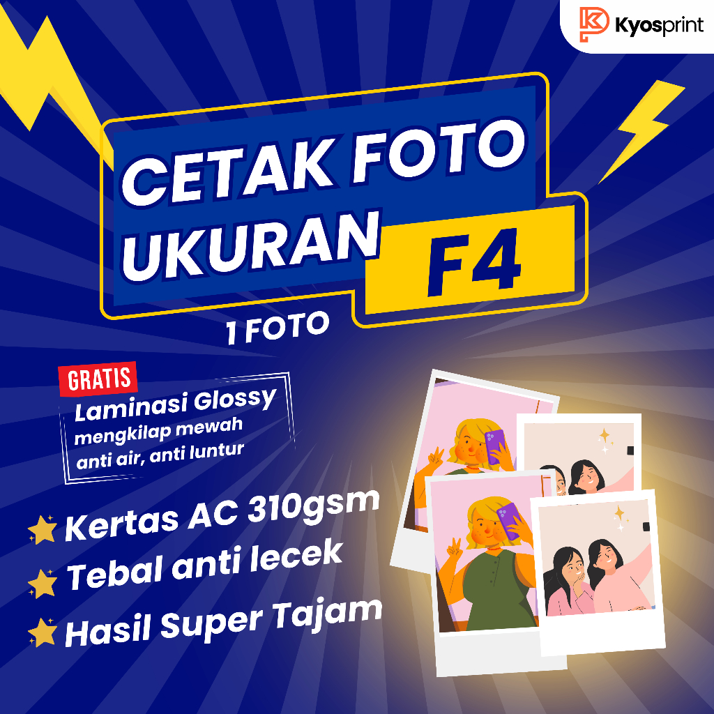 CETAK FOTO / GAMBAR UKURAN F4 AC 310 Gsm GLOSSY MEWAH