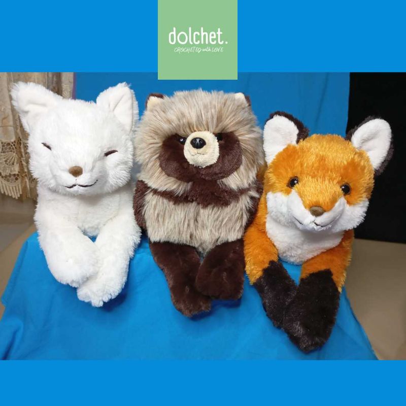 Boneka White Fox Putih Racoon Dog Tanuki Red Fox Rubah Size Large Sunlemon Premium