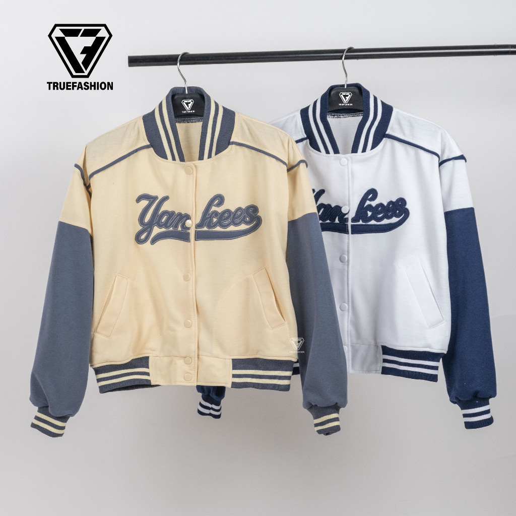 TF - YANKESS Jacket Baseball Varsity Crop Wanita